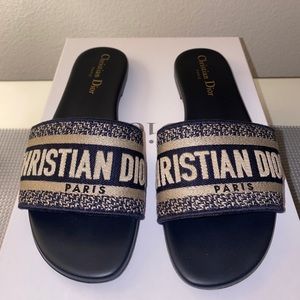 Dior Dway deep blue slippers, size 6